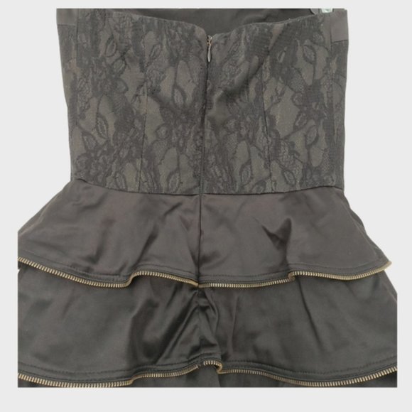 PILGRIM STRALIA Black Strapless Tier Skirt Dress Layered Ruffle - Picture 4 of 9